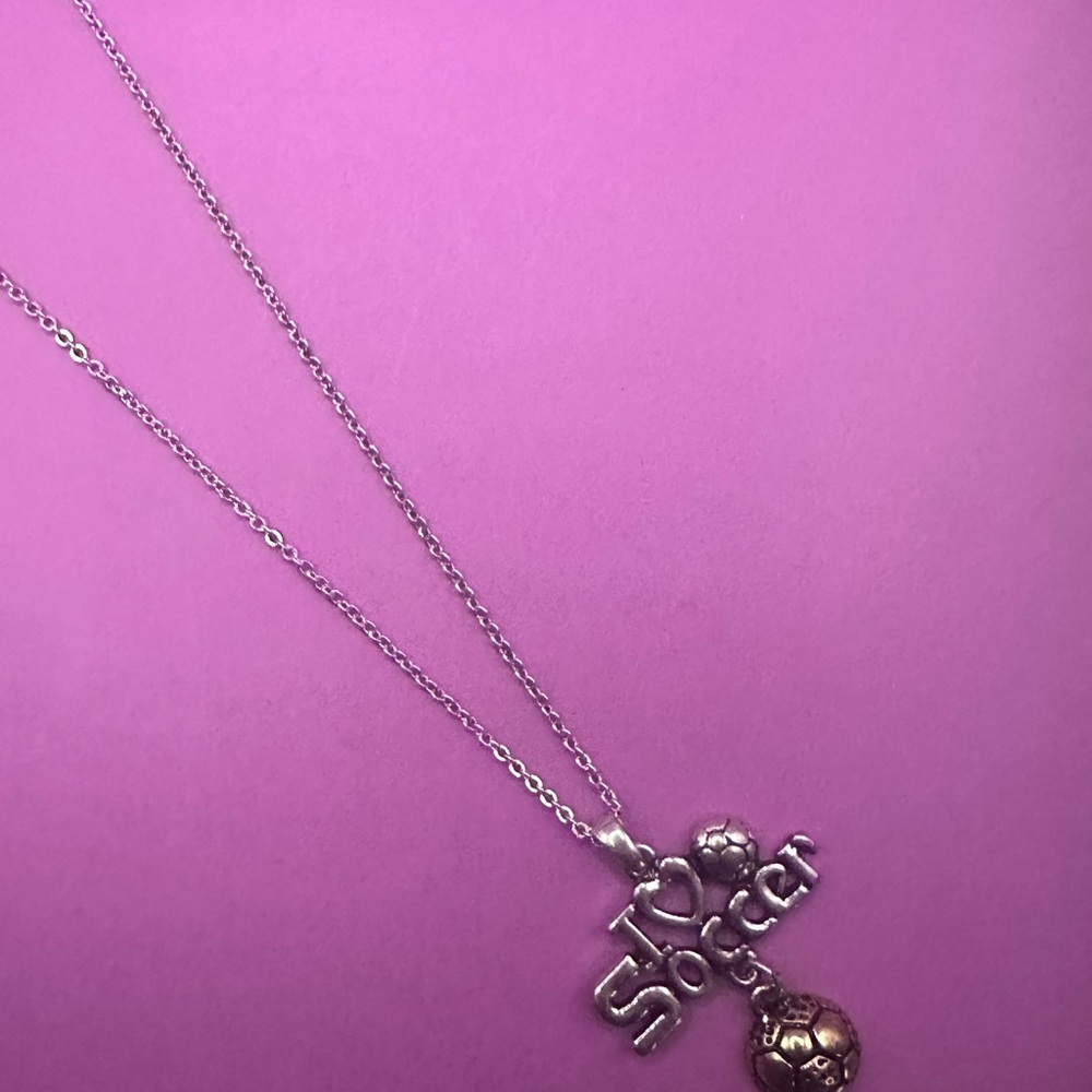 Silver Soccer Pendant Necklace NWT - Picture 3 of 3